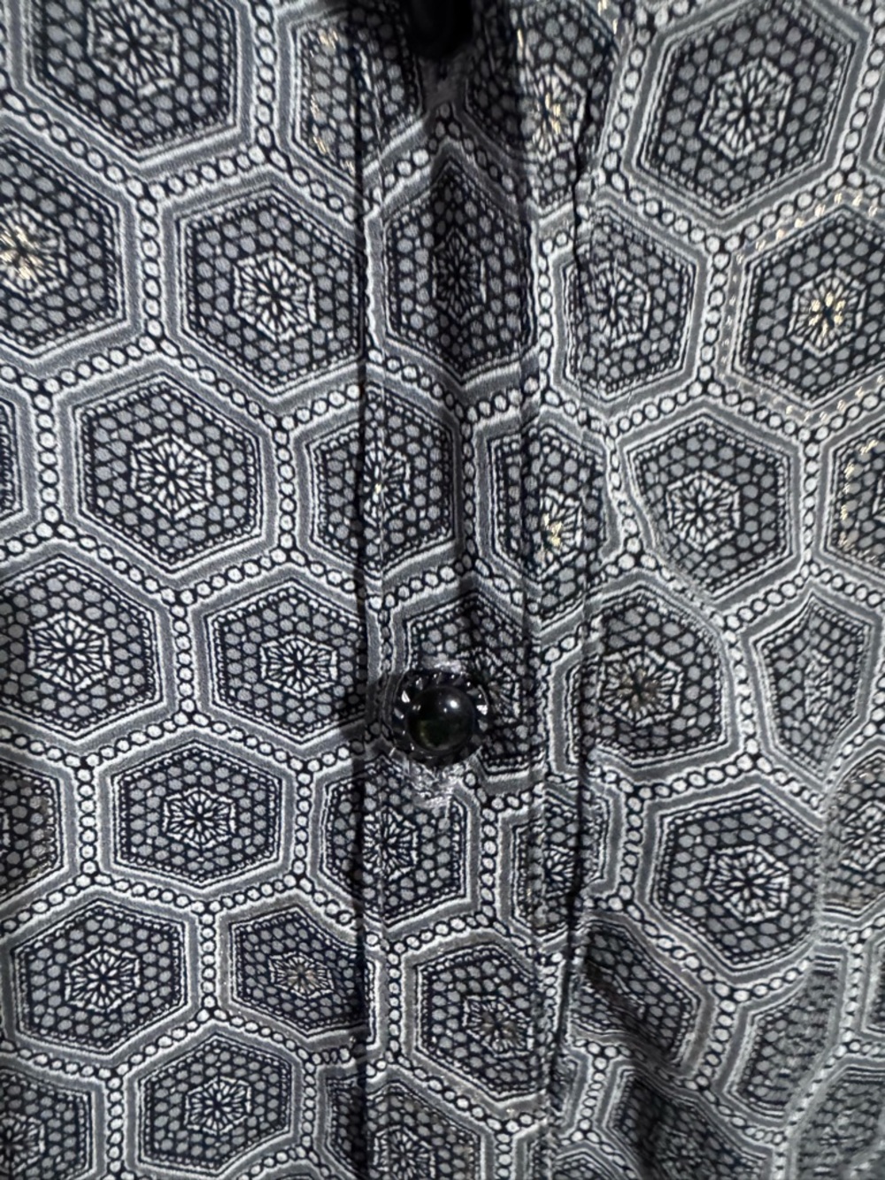 ivy jane geometric with gold long ruffle tie button down blouse Size Large - Picture 5 of 9